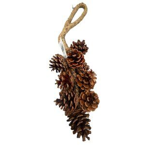 Natural Pinecone Bundle Jute Rope Hanger For Rustic Decor door or wall hanging